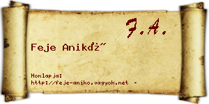 Feje Anikó névjegykártya